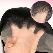 26 Inch 180% Density Black 13*4 Synthetic Lace Front Wig With Baby Hair, No Glue Needed, Heat Resistant & Breathable, Synthetic Fiber Material, Natural Hairline, Free Parting, Suitable For Party And Daily Wear