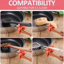 Soporte para cucharas en forma de cangrejo de 4 piezas, utensilio de cocina de silicona ajustable para proteger contra escaldar ollas, escurridor para mostrador de cocina o estufa, regalo divertido de cangrejo (naranja rojo) - Multicolor - Ver 6