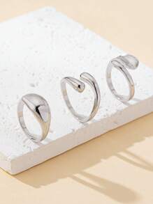 3pcs/Set Open Adjustable Women Fashion Rings, Suitable For Daily Wear, Street Hip Hop Style