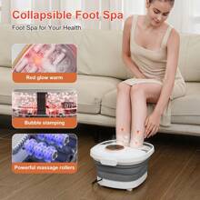 Collapsible Foot Spa Bath Massager With Heat, Bubbles & Acupressure Massage - Foldable Portable Foot Soaker With Temperature Control, Perfect Gift For Women, Travel & Home Pedicure Relaxation - 白色 - 查看 2