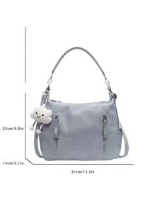 Large Capacity Fashion Versatile Matte Shoulder Bag, High-End Casual Beach Tote Handbag Shopping Bag