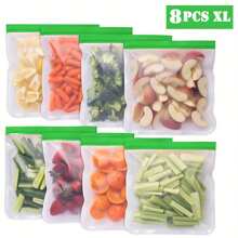 5/10 piezas Bolsas reutilizables herméticas, bolsas reutilizables a prueba de fugas para congelador, bolsas reutilizables para almacenamiento de alimentos, adecuadas para el almuerzo, alimentos marinados, viajes - Bolsas de galón/Bolsas de aperitivos/Bolsas de sándwich - 10 paquetes - Ver 23