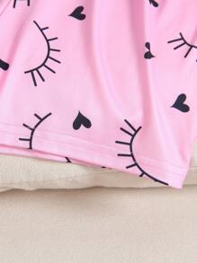 Set de 2 piezas de pijama informal para niñas con camiseta de manga corta y pantalones cortos: Ropa de casa con estampado de letras lindas, nueva llegada 2025, para niñas grandes