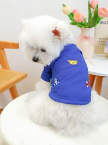 1pc Pet Clothes Polo Shirt For Small Dogs & Cats, Bentley Bear Design, Casual & Fashionable, Suitable For Puppy & Small Breed, Comfortable