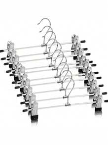 1/10pcs Galvanized Pants Clips Multifunctional Stainless Steel Clothes Hangers For Non-Slip Storage, No Trace - Multicolor - View 11