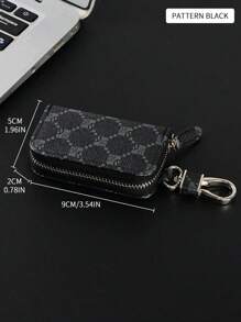 Estuche para llaves de hombre de negocios, soporte compacto y de moda de PU con estampado floral para llavero, monedero, billetera mini para hombre