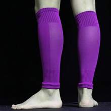 1 Coppia di protezioni per gambe da calcio professionali ad alta elasticità, design a singolo strato con tasche e fori di aerazione in rete traspirante