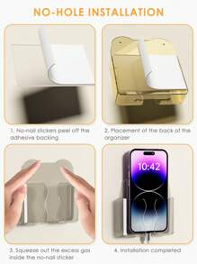 Cell Phone Charging Storage Holder Box Home Remote Control Shelf No Punch Cell Phone Storage Stand Compatible With IPhone, Android Phone, Gift For Birthday, Family, Friends Phone Holder, Phone Stand, Phone Accessories