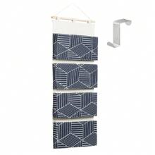 1 pièce Sac de rangement mural, organisateur suspendu à 4 couches en lin imperméable et coton pour le salon, la chambre à coucher et la salle de bain