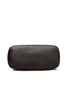 1pc Solid Color PU Leather Large Capacity Lightweight Crossbody Bag With Kangaroo Metal Decoration, Versatile For Women Daily Use - Coffee Brown - View 7