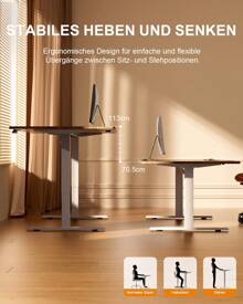 HLFURNIEU Escritorio Elevable Electrico 160 X 80 Cm, Mesa Escritorio Elevable Con Enchufes Y Puertos USB, Mesa Regulable En Altura Con 3 Control De Memoria, Standing Desk - 米楓木白腿 - 查看 4