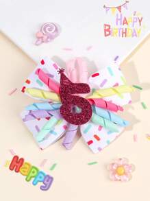 1 件甜美彩色线卷发夹，生日派对数字装饰儿童发饰