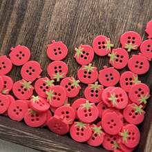 10-Pack 13mm Cute Tomato Design 4-Hole Buttons, Red Resin Craft Buttons For DIY Fashion Apparel And Decorations - Multicolor - View 5