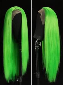 Elegant Straight Lace Front Wig 13x4 Light Green High Density 180% For Women - High Temperature Fiber, Glueless, Pre-Plucked, Heat Resistant Synthetic Hair Wigs - 綠色 - 查看 6
