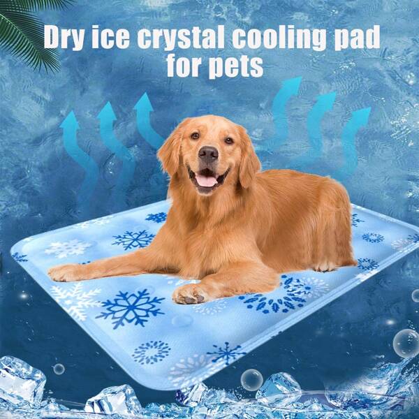 1 pièce Tapis de refroidissement pour animaux de compagnie avec injection d'eau, Tapis de refroidissement pour animaux de compagnie en été, Couverture de refroidissement pour chiens et chats, Convient aux animaux de compagnie de taille moyenne et petite à utiliser pendant le sommeil et le repos en été, Renforcez l'effet de refroidissement avec de la poudre de glace sèche incluse
