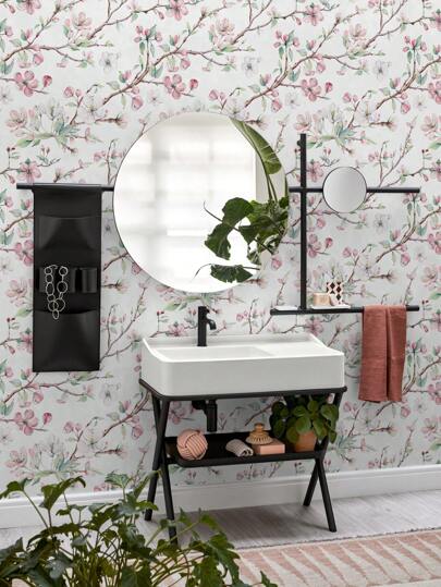 Roll Of Retro Thickened Painted Peach Blossoms, Blossom Branches, Groen Leaves, Home ation, Kitchen Cabinets, Tables, Chairs, Room Backgrounds, Renovation, DIY, Waterproof, Stain Resistant, Easy To Clean, Self Adhesive, Peel Paste Wallpaper, Wand Stickers, Stickers Bathroom Bedroom ation Stuff Living Ho Art Paper view 6