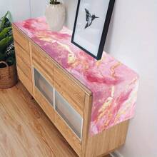 1pc/5pcs/7pcs, Home Decor, Elegant Pink Marble Print Table Runners - Polyester, Rectangular, Suitable For Home & Kitchen Decor, Perfect For Party & Holiday, Marble Print, Table Runners