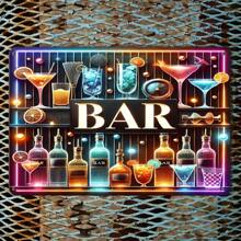 1 Peça Letreiro de Luz de Néon Vintage "Bar", Arte de Parede de Metal Esculpido em Folha de Ferro, 20 cm x 30 cm, Decoração Retrô de Bar para Casa, Adequado para Caverna Masculina, Garagem e Espaço Externo, Iluminação de Garagem | Letreiro de Luz de Néon Retrô | Obra de Arte em Folha de Ferro, Decoração de Parede com Luz de Néon, Perfeito para Decoração de Quarto