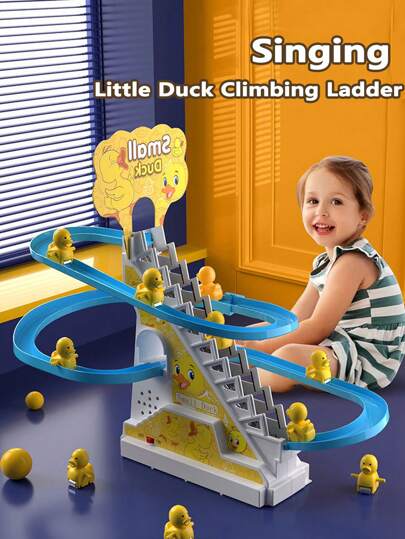 Children, Electric Duck, Stair Climbing Toy, Track Toy, Duckling Climbing Toy With LED Flash And Music, Duck Slide Roller Coaster Toy Set, Suitable For Children Boys And Girls, Birthday Gift