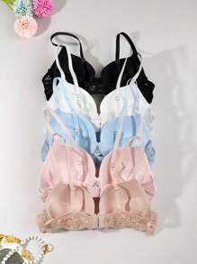 5pcs/Set Women's Supportive Underwire Bras, Comfortable Padded Bras - Multicolor - View 3