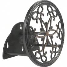 Mayordomo de manguera decorativo montado en la pared, capacidad para 125 pies, color negro - Negro - Ver 5