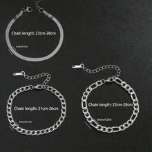 MONALLY 3pcs/Set Elegant Fashion Stainless Steel Jewelry Blade Chain Firago Chain Silver Anklet For Women Birthday Gift For Summer Vacation Travel Beach Party - Anklet - View 5