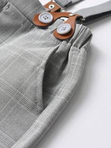 BOARNSEORL Set da 2 pezzi per ragazzi di elegante stile: camicia a maniche lunghe con fiocco e pantaloni con bretelle, alla moda, adatto per compleanno, festa, eventi, matrimonio
