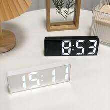 1pc Digital Clock, New LED Bedside Alarm Clock, Electronic Desktop Clock With Temperature Display, Voice Control, 12/24 Hour Format, Compact & Elegant Design, Suitable For Bedroom Decor (Batteries And Adapter Not Included), Birthday Gift, Graduation Gift, Dorm Decor, Back To School Gift, School Decor, Surprise Gift, Home Decor, Study Supplies