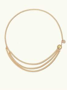 1 Peça Corrente de Cintura Vintage de Estilo de Rua Metálica Oca Multicamadas, Verão, Escola, Outono, Halloween