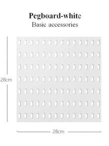 Najlepiej sprzedający się artykuł do domu, Basic Living 1 szt. montowany na ścianie i bez wiercenia plastikowa tablica perforowana, zestaw akcesoriów o wielu kombinacjach, uniwersalna tablica perforowana do przechowywania z różnymi pudełkami do przechowywania i metalowymi haczykami, odpowiednia do warsztatu garażowego/organizacji i przechowywania w kuchni domowej/biurze/pokoju rzemieślniczym/łazience (28*28 cm)