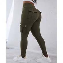 Womens Butt Lifting Leggings With Flap Pockets High Waist Tummy Control Workout Cargo Leggings Yoga Pants