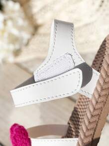 1 Pair Girls Floral Flat Sandals, Woven Flower Design Bohemian Style PU Material Soft & Comfortable Dual-Layer Sole, Lightweight & Suitable For 3-14 Years Old Girls, Outdoor, Party, Beach