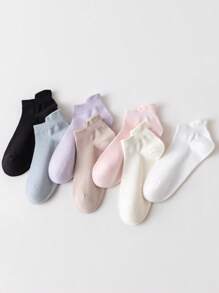 7 pares de calcetines tobilleros bajos de colores caramelo para mujer, mezcla y combinación de calcetines cortos clásicos, cómodos y suaves