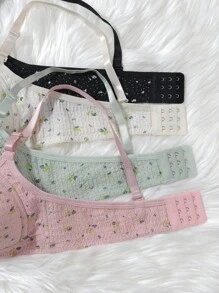 8pcs/Set Teen Girls Simple Solid Color Bralette - Multicolor - View 5