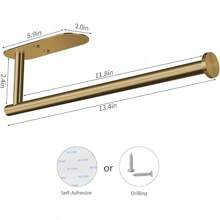 VAEHOLD Adhesive Paper Towel Holder Under Cabinet Wall Mount For Kitchen Paper Towel, Black Paper Towel Roll Holder Stick To Wall, SUS304 Stainless Steel(Black) - Gold - View 5