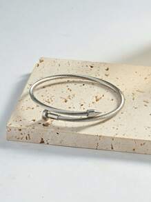 2 pièces/1 pièce Bracelet uniexe casual en acier inoxydable plaqué or 18K, design à vis, convient pour homme et femme, pour porter au quotidien en toute saison