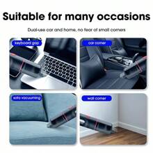 CARSUN [Dual Use: Car & Home] Cordless Handheld Vacuum Cleaner With 3500pa Strong Suction, Portable Dual Brush Heads Set, Car And Home Dust And Pet Hair Cleaning Tool - Black - View 8