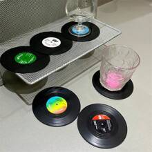 6 pezzi di sottobicchieri in vinile, creativo vintage classico retro, pad riciclato da dischi musicali rock americani, antiscivolo, resistente al calore, isolante, decorazione per la casa