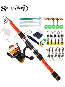 SOUGAYILANG Basic/Lightweight And Portable Complete Fishing Rod Kit – Telescopic 1.8M/5.9FT Rod, Spinning Reel & Accessories – Ideal For Beginner & Pro Anglers - Multicolor - View 14