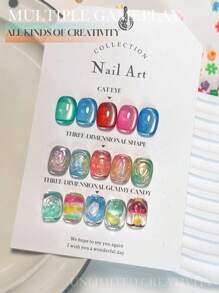 莱娅小姐9件15ML春夏冰透明果冻多巴胺玻璃糖果彩虹马卡龙色系列凝胶指甲油流行美白水晶玻璃珠彩色凝胶清漆高度通用透明绿蓝紫黄橙粉色红琥珀色指甲可叠加水晶猫眼需要UV干燥 - 彩色 - 查看 3