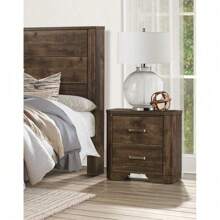 Rustic Brown Finish Nightstand With Storage Drawers Clipped Corners Transitional Style Wooden Bedroom Furniture 1pc Bedside Table
