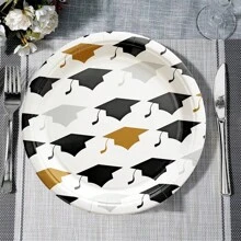 10pvd/20pvd/50pcs 2025 Graduation Paper Plate Graduation Party Decorations Black And White Class Of 2025 Graduation Cap Plates For College High School Congrats Graduation Party Supplies - Multicolor - View 3