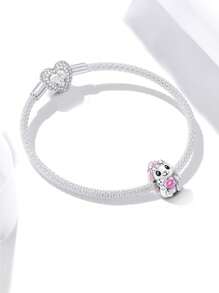 1 PC S925 Sterling Silver Delicate And Colourful Animals Beads Pendant Charm Pendant Ball Suitable For Bracelets DIY Women's Jewelry - Silver - View 7