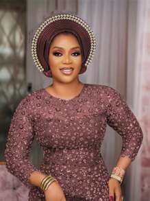 1pc Women's Traditional Multi-Layer Rhinestone Embellished Solid Color Head Wrap, Suitable For Weddings And Holiday Gifts, Abaya Hijab - Multicolor - View 22