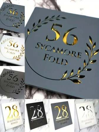 1pc Customized Acrylic Address Plaque - Personalized House Number Sign, Wheat Design, Suitable For Outdoor Decoration, Rural Road/Garden Style Option, Weather-Resistant, Easy Installation, Garden Decor | Modern Address Plaque With Easy Mounting Function, Front Porch Decor,Home Harmony