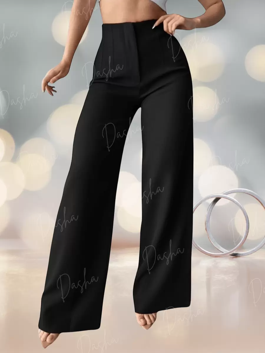 Pantalón Acampanado con detalle de Pinzas. - Negro - Ver 1