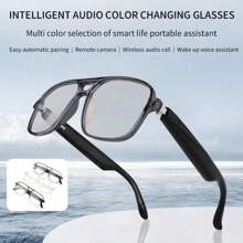 PENGTENG Smart Glasses, Fashionable Touch Control Smart Glasses, Audio Call Voice Assistant Glasses, Wireless Glasses For Men & Women - 藏蓝色 - 查看 9
