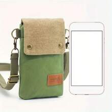 Solid Color Canvas 3 Layer Crossbody Cell Phone Bag Simple Cloth Women's Bag Fashion Satchel Shoulder Coin Purse