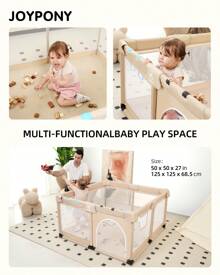 Baby Playpen, 50 X 50 In Play Pens For Babies And Toddlers, Baby Play Yards For Indoor & Outdoor With Soft Breathable Mesh (Beige) - Beige - View 4