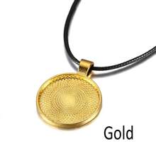 5 pièces/paquet Cadre de pendentif de 25 mm avec cordon de cire, base de cabochon rond vide pour DIY, accessoires de bijoux de collier
